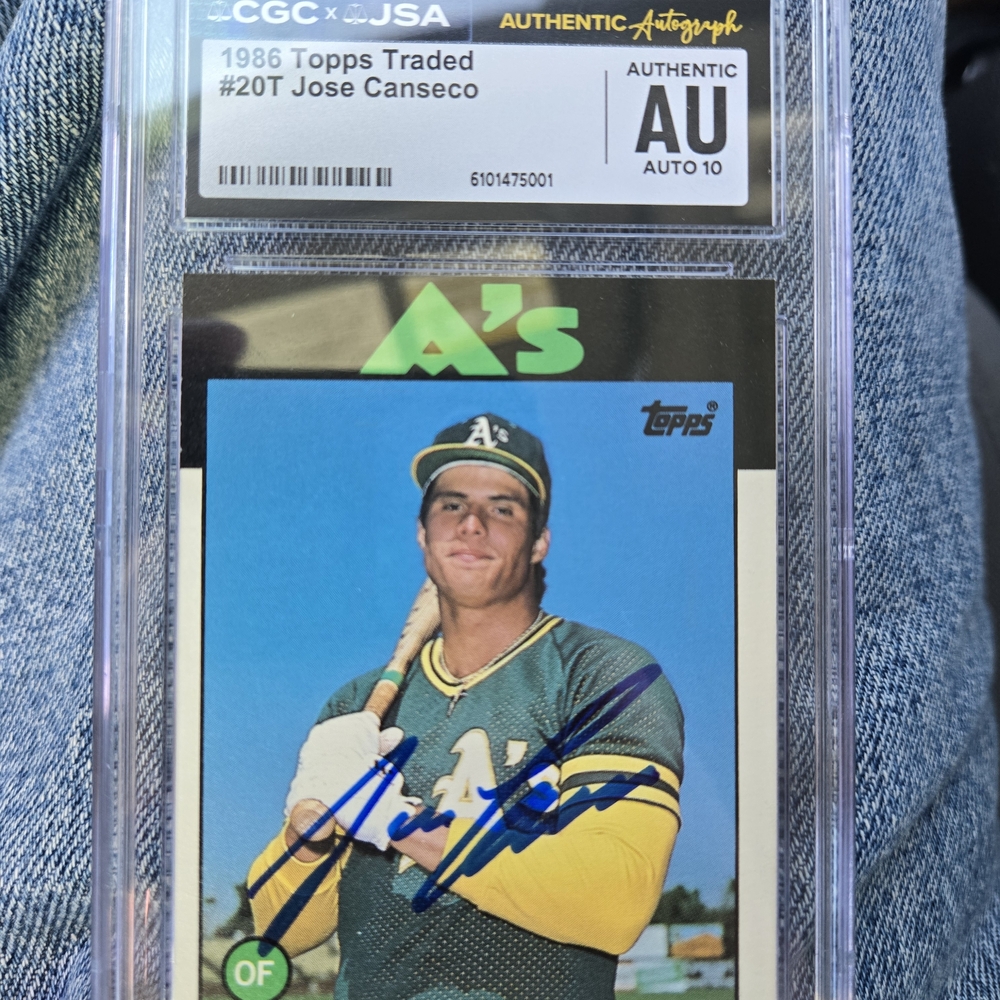 Topps Jose Canseco Baseball Card with Red and Black